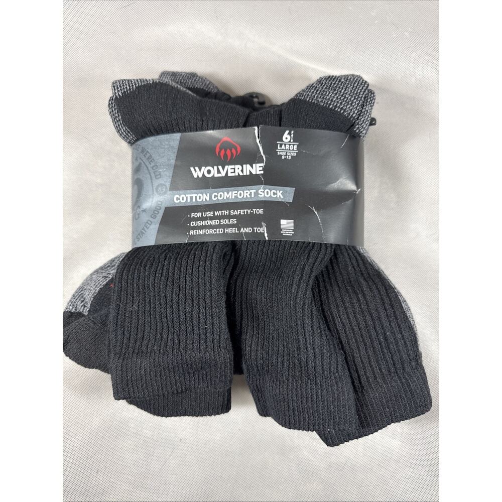 Wolverine Women's Wool Large Socks 9-13 Black And Gray Total 6 Pairs